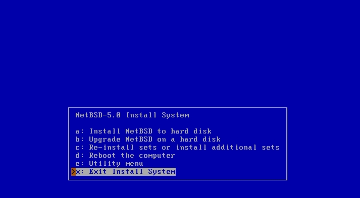 Меню программы sysinst в NetBSD