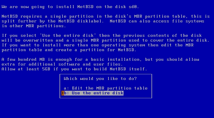 Запись MBR для NetBSD